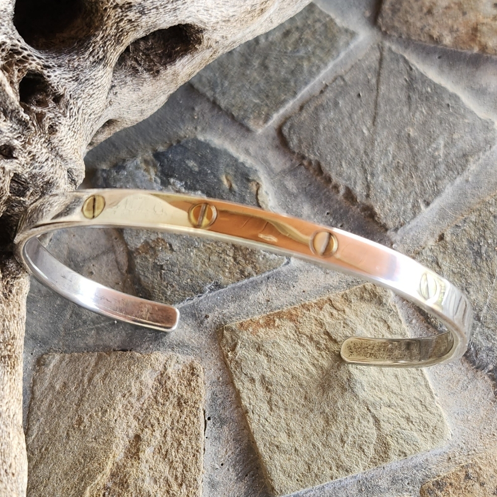 Sterling Silver Solid. 925 Cuff Bracelet - image 4